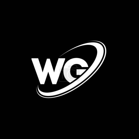 Illustration for WG W G letter logo design. Initial letter WG linked circle uppercase monogram logo red and blue. WG logo, W G design. wg, w g - Royalty Free Image