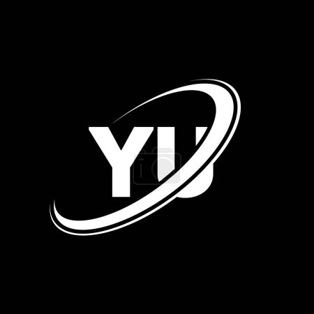 Illustration for YU Y U letter logo design. Initial letter YU linked circle uppercase monogram logo red and blue. YU logo, Y U design. yu, y u - Royalty Free Image