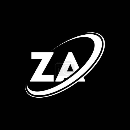 Illustration for ZA Z A letter logo design. Initial letter ZA linked circle uppercase monogram logo red and blue. ZA logo, Z A design - Royalty Free Image