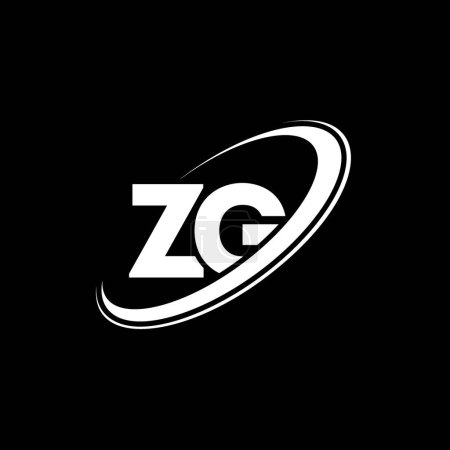 Illustration for ZG Z G letter logo design. Initial letter ZG linked circle uppercase monogram logo red and blue. ZG logo, Z G design. zg, z g - Royalty Free Image