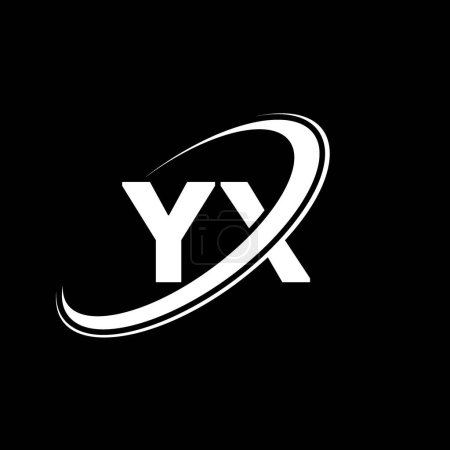 Illustration for YX Y X letter logo design. Initial letter YX linked circle uppercase monogram logo red and blue. YX logo, Y X design. yx, y x - Royalty Free Image