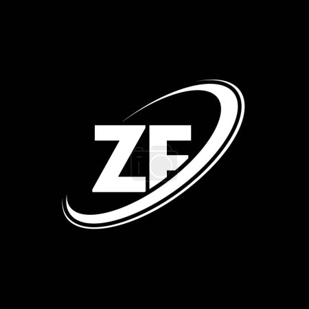 Ilustración de Diseño del logotipo de la letra ZF Z F. Letra inicial ZF círculo vinculado en mayúsculas logotipo del monograma rojo y azul. Logotipo ZF, diseño Z F. zf, z f - Imagen libre de derechos