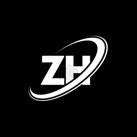 Illustration for ZH Z H letter logo design. Initial letter ZH linked circle uppercase monogram logo red and blue. ZH logo, Z H design. zh, z h - Royalty Free Image