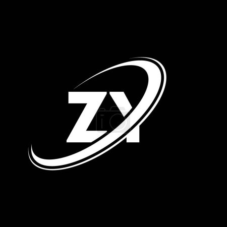 Ilustración de Diseño del logotipo de la letra ZY Z Y. Letra inicial ZY círculo vinculado en mayúsculas logotipo del monograma rojo y azul. Logotipo ZY, diseño Z Y. zy, z y - Imagen libre de derechos