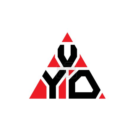 Illustration for VYO triangle letter logo design with triangle shape. VYO triangle logo design monogram. VYO triangle vector logo template with red color. VYO triangular logo Simple, Elegant, and Luxurious Logo. - Royalty Free Image