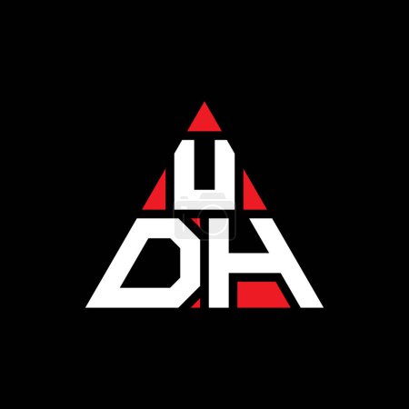 Illustration for UDH triangle letter logo design with triangle shape. UDH triangle logo design monogram. UDH triangle vector logo template with red color. UDH triangular logo Simple, Elegant, and Luxurious Logo. - Royalty Free Image