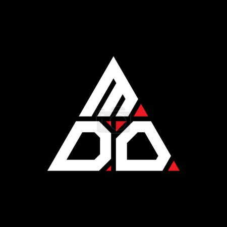 Illustration for MDO triangle letter logo design with triangle shape. MDO triangle logo design monogram. MDO triangle vector logo template with red color. MDO triangular logo Simple, Elegant, and Luxurious Logo. - Royalty Free Image