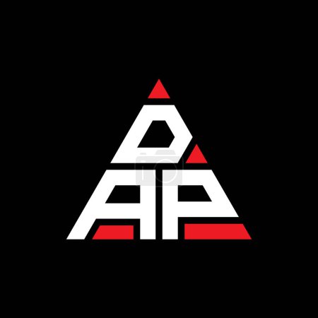 Illustration for DAP triangle letter logo design with triangle shape. DAP triangle logo design monogram. DAP triangle vector logo template with red color. DAP triangular logo Simple, Elegant, and Luxurious Logo. - Royalty Free Image