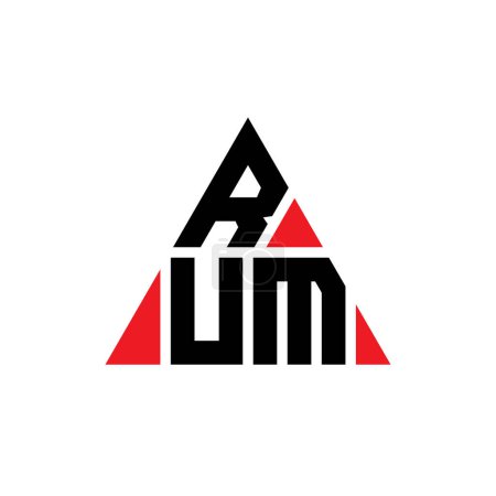Illustration for RUM triangle letter logo design with triangle shape. RUM triangle logo design monogram. RUM triangle vector logo template with red color. RUM triangular logo Simple, Elegant, and Luxurious Logo. - Royalty Free Image