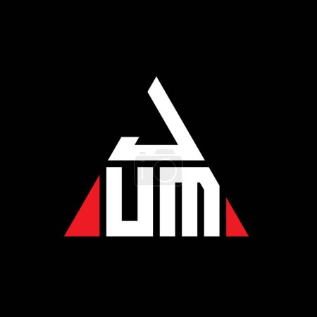 Illustration for JUM triangle letter logo design with triangle shape. JUM triangle logo design monogram. JUM triangle vector logo template with red color. JUM triangular logo Simple, Elegant, and Luxurious Logo. - Royalty Free Image
