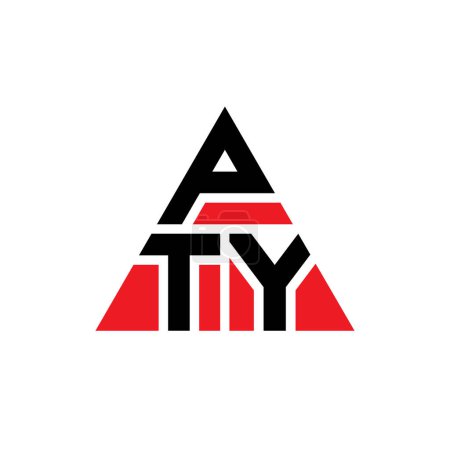 Illustration for PTY triangle letter logo design with triangle shape. PTY triangle logo design monogram. PTY triangle vector logo template with red color. PTY triangular logo Simple, Elegant, and Luxurious Logo. - Royalty Free Image