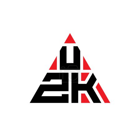 Illustration for UZK triangle letter logo design with triangle shape. UZK triangle logo design monogram. UZK triangle vector logo template with red color. UZK triangular logo Simple, Elegant, and Luxurious Logo. - Royalty Free Image