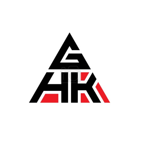 Ilustración de Diseño de logotipo de letra de triángulo GHK con forma de triángulo. Diseño del logotipo del triángulo GHK monograma. Plantilla de logotipo de vector triangular GHK con color rojo. Logo triangular de GHK Logotipo simple, elegante y lujoso. - Imagen libre de derechos