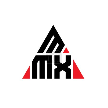 Illustration for MMX triangle letter logo design with triangle shape. MMX triangle logo design monogram. MMX triangle vector logo template with red color. MMX triangular logo Simple, Elegant, and Luxurious Logo. - Royalty Free Image