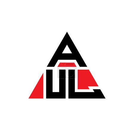 Illustration for AUL triangle letter logo design with triangle shape. AUL triangle logo design monogram. AUL triangle vector logo template with red color. AUL triangular logo Simple, Elegant, and Luxurious Logo. - Royalty Free Image