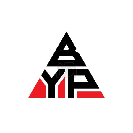 Illustration for BYP triangle letter logo design with triangle shape. BYP triangle logo design monogram. BYP triangle vector logo template with red color. BYP triangular logo Simple, Elegant, and Luxurious Logo. - Royalty Free Image