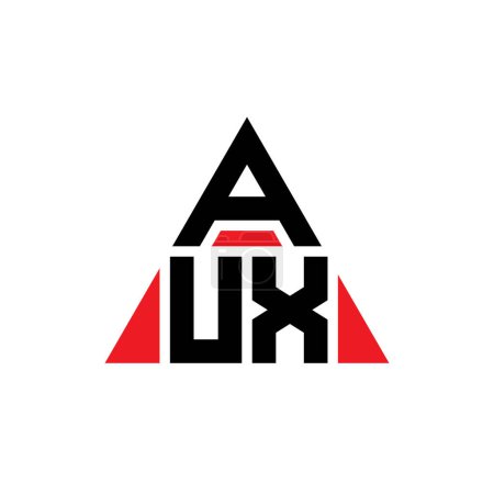 Ilustración de Diseño de logotipo de letra de triángulo AUX con forma de triángulo. Diseño del logotipo del triángulo AUX monograma. Plantilla de logotipo de vector de triángulo AUX con color rojo. Logo triangular AUX Logotipo simple, elegante y lujoso. - Imagen libre de derechos