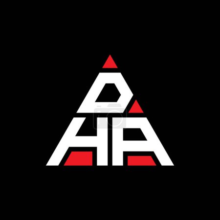 Ilustración de Diseño del logotipo de letra triangular DHA con forma de triángulo. Monograma de diseño del logotipo del triángulo DHA. Plantilla de logotipo de vector triangular DHA con color rojo. Logotipo triangular DHA Logotipo simple, elegante y lujoso. - Imagen libre de derechos