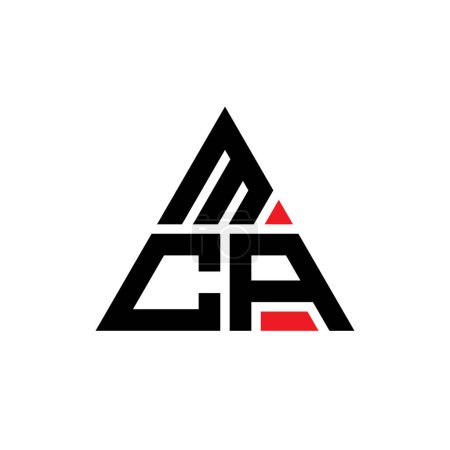 Ilustración de Diseño del logotipo de la letra del triángulo MCA con forma de triángulo. Monograma de diseño del logotipo del triángulo MCA. Plantilla de logotipo de vector de triángulo MCA con color rojo. Logotipo triangular MCA Logotipo simple, elegante y lujoso. - Imagen libre de derechos
