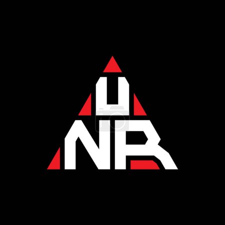 Illustration for UNR triangle letter logo design with triangle shape. UNR triangle logo design monogram. UNR triangle vector logo template with red color. UNR triangular logo Simple, Elegant, and Luxurious Logo. - Royalty Free Image