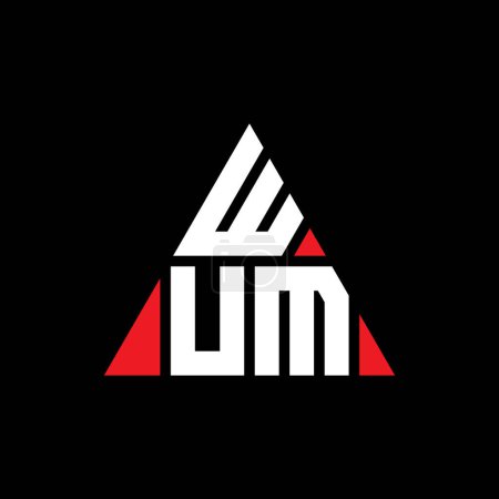 Illustration for WUM triangle letter logo design with triangle shape. WUM triangle logo design monogram. WUM triangle vector logo template with red color. WUM triangular logo Simple, Elegant, and Luxurious Logo. - Royalty Free Image