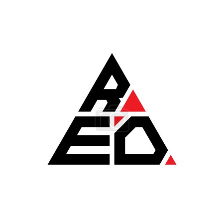 Ilustración de Diseño del logotipo de la letra triángulo REO con forma de triángulo. Monograma de diseño del logotipo del triángulo REO. Plantilla de logotipo de triángulo REO con color rojo. Logo triangular REO Logotipo simple, elegante y lujoso. - Imagen libre de derechos