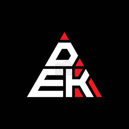 Illustration for DEK triangle letter logo design with triangle shape. DEK triangle logo design monogram. DEK triangle vector logo template with red color. DEK triangular logo Simple, Elegant, and Luxurious Logo. - Royalty Free Image
