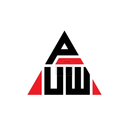 Ilustración de Diseño del logotipo de letra de triángulo PUW con forma de triángulo. Diseño del logotipo del triángulo PUW monograma. Plantilla de logotipo de triángulo PUW con color rojo. Logo triangular PUW Logotipo simple, elegante y lujoso. - Imagen libre de derechos