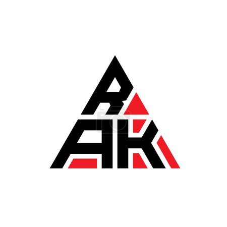Illustration for RAK triangle letter logo design with triangle shape. RAK triangle logo design monogram. RAK triangle vector logo template with red color. RAK triangular logo Simple, Elegant, and Luxurious Logo. - Royalty Free Image