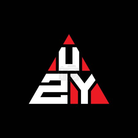 Illustration for UZY triangle letter logo design with triangle shape. UZY triangle logo design monogram. UZY triangle vector logo template with red color. UZY triangular logo Simple, Elegant, and Luxurious Logo. - Royalty Free Image