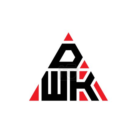 Illustration for DWK triangle letter logo design with triangle shape. DWK triangle logo design monogram. DWK triangle vector logo template with red color. DWK triangular logo Simple, Elegant, and Luxurious Logo. - Royalty Free Image