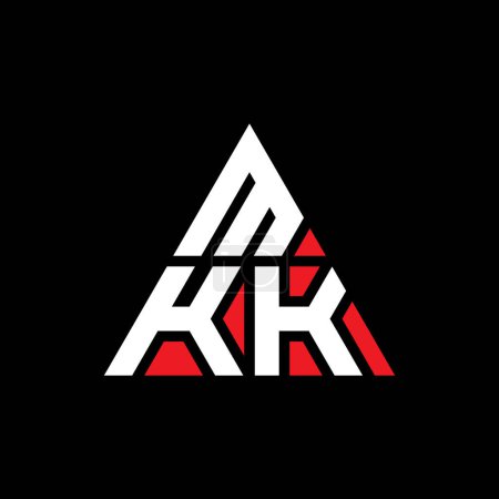 Illustration for MKK triangle letter logo design with triangle shape. MKK triangle logo design monogram. MKK triangle vector logo template with red color. MKK triangular logo Simple, Elegant, and Luxurious Logo. - Royalty Free Image