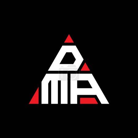 Illustration for DMA triangle letter logo design with triangle shape. DMA triangle logo design monogram. DMA triangle vector logo template with red color. DMA triangular logo Simple, Elegant, and Luxurious Logo. - Royalty Free Image