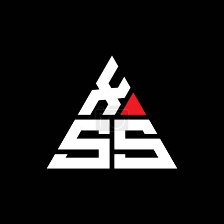 Ilustración de Diseño del logotipo de letra triangular XSS con forma de triángulo. Monograma de diseño del logotipo del triángulo XSS. Plantilla de logotipo de vector triangular XSS con color rojo. Logotipo triangular XSS Logotipo simple, elegante y lujoso. - Imagen libre de derechos
