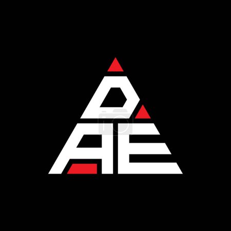 Illustration for DAE triangle letter logo design with triangle shape. DAE triangle logo design monogram. DAE triangle vector logo template with red color. DAE triangular logo Simple, Elegant, and Luxurious Logo. - Royalty Free Image