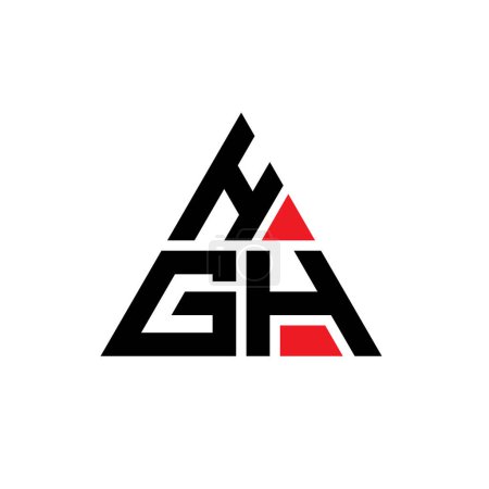 Illustration for HGH triangle letter logo design with triangle shape. HGH triangle logo design monogram. HGH triangle vector logo template with red color. HGH triangular logo Simple, Elegant, and Luxurious Logo. - Royalty Free Image