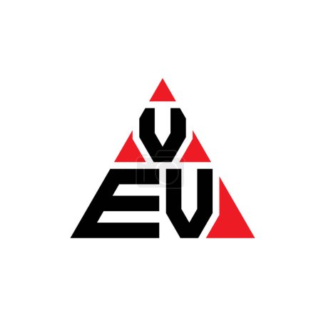 Illustration for VEV triangle letter logo design with triangle shape. VEV triangle logo design monogram. VEV triangle vector logo template with red color. VEV triangular logo Simple, Elegant, and Luxurious Logo. - Royalty Free Image