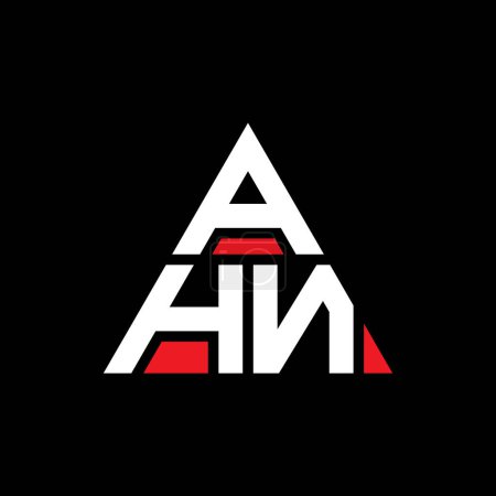 Illustration for AHN triangle letter logo design with triangle shape. AHN triangle logo design monogram. AHN triangle vector logo template with red color. AHN triangular logo Simple, Elegant, and Luxurious Logo. - Royalty Free Image