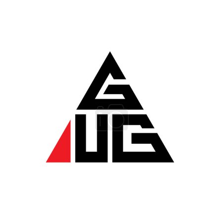 Illustration for GUG triangle letter logo design with triangle shape. GUG triangle logo design monogram. GUG triangle vector logo template with red color. GUG triangular logo Simple, Elegant, and Luxurious Logo. - Royalty Free Image