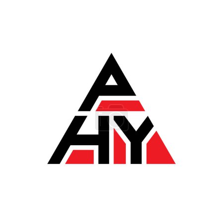 Ilustración de Diseño del logotipo de la letra del triángulo PHY con forma de triángulo. Diseño del logotipo del triángulo PHY monograma. Plantilla de logotipo de vector de triángulo PHY con color rojo. Logo triangular PHY Logotipo simple, elegante y lujoso. - Imagen libre de derechos