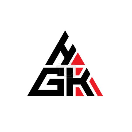 Illustration for HGK triangle letter logo design with triangle shape. HGK triangle logo design monogram. HGK triangle vector logo template with red color. HGK triangular logo Simple, Elegant, and Luxurious Logo. - Royalty Free Image