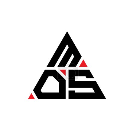 Illustration for MOS triangle letter logo design with triangle shape. MOS triangle logo design monogram. MOS triangle vector logo template with red color. MOS triangular logo Simple, Elegant, and Luxurious Logo. - Royalty Free Image