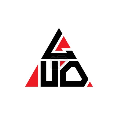 Illustration for LUO triangle letter logo design with triangle shape. LUO triangle logo design monogram. LUO triangle vector logo template with red color. LUO triangular logo Simple, Elegant, and Luxurious Logo. - Royalty Free Image