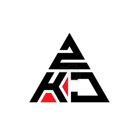 Illustration for ZKJ triangle letter logo design with triangle shape. ZKJ triangle logo design monogram. ZKJ triangle vector logo template with red color. ZKJ triangular logo Simple, Elegant, and Luxurious Logo. - Royalty Free Image