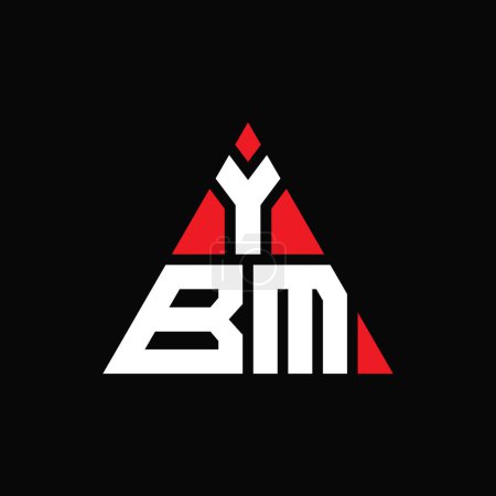 Illustration for YBM triangle letter logo design with triangle shape. YBM triangle logo design monogram. YBM triangle vector logo template with red color. YBM triangular logo Simple, Elegant, and Luxurious Logo. - Royalty Free Image