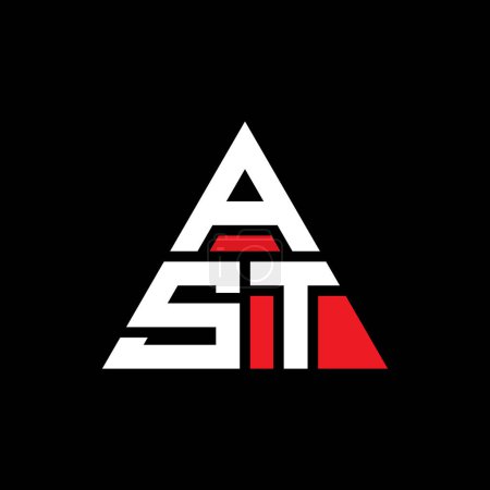 Ilustración de Diseño del logotipo de la letra del triángulo AST con forma de triángulo. Diseño del logotipo del triángulo AST monograma. Plantilla de logotipo de vector de triángulo AST con color rojo. Logotipo triangular AST Logotipo simple, elegante y lujoso. - Imagen libre de derechos