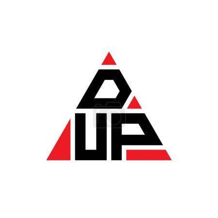 Illustration for DUP triangle letter logo design with triangle shape. DUP triangle logo design monogram. DUP triangle vector logo template with red color. DUP triangular logo Simple, Elegant, and Luxurious Logo. - Royalty Free Image