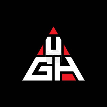 Illustration for UGH triangle letter logo design with triangle shape. UGH triangle logo design monogram. UGH triangle vector logo template with red color. UGH triangular logo Simple, Elegant, and Luxurious Logo. - Royalty Free Image