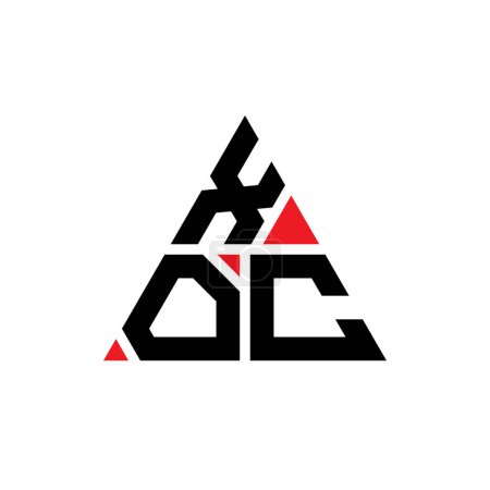 Illustration for XOC triangle letter logo design with triangle shape. XOC triangle logo design monogram. XOC triangle vector logo template with red color. XOC triangular logo Simple, Elegant, and Luxurious Logo. - Royalty Free Image