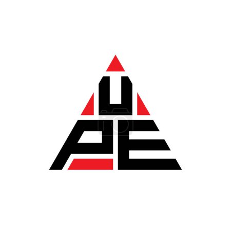 Illustration for UPE triangle letter logo design with triangle shape. UPE triangle logo design monogram. UPE triangle vector logo template with red color. UPE triangular logo Simple, Elegant, and Luxurious Logo. - Royalty Free Image